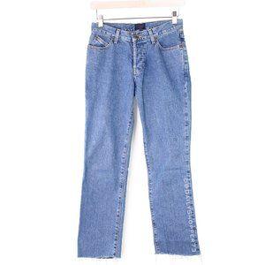 Vintage Tommy Jeans Women's Frayed Cropped Straight Leg